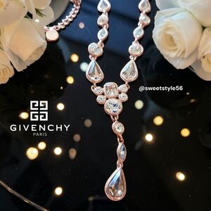 GIVENCHY Vintage Rosegold And Crystal Statement Y Drop Necklace WEDDING READY!